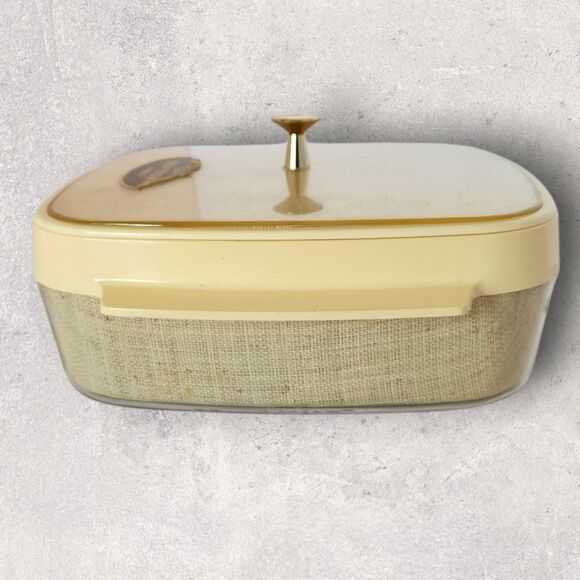 Vintage 1960s Thermo-Serv Insulated Casserole Server Tropical Scene MCM Serving - Picture 5 of 15